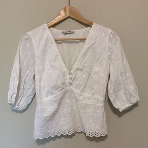 Abercrombie white eyelet detail blouse